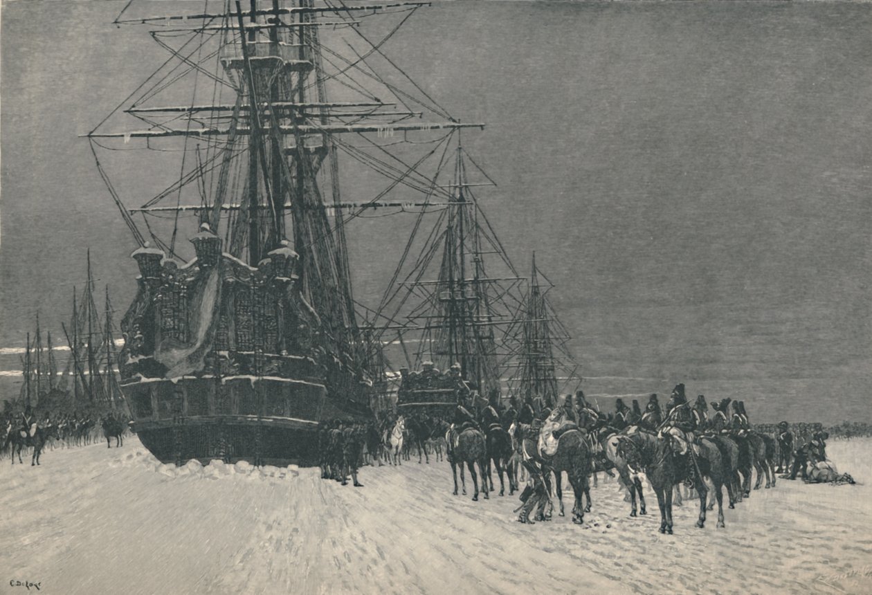 Eroberung einer niederländischen Flotte durch Husaren der Französischen Republik, Januar 1795, 1896 von E.G.H. Del