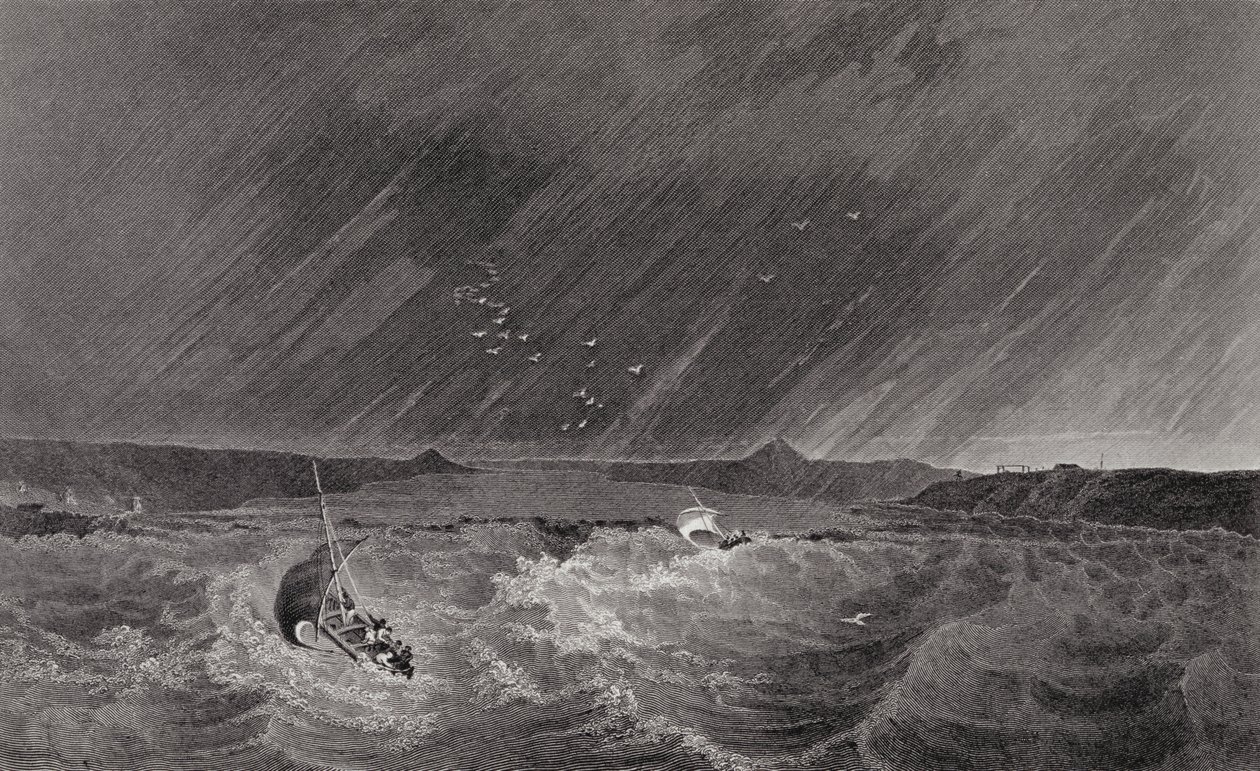 Boote suchen Schutz vor einem Sturm in Refuge Cove, Nacht des 7. Juli 1926, aus 