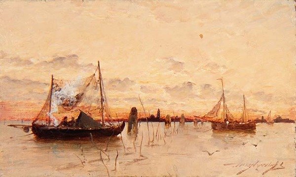 Sonnenuntergang auf der Lagune von E. Aubrey Hunt