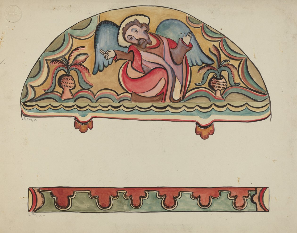 Lunette und Detail vom Altar der Kirche im Sanctuario, Chimayo von E. Boyd