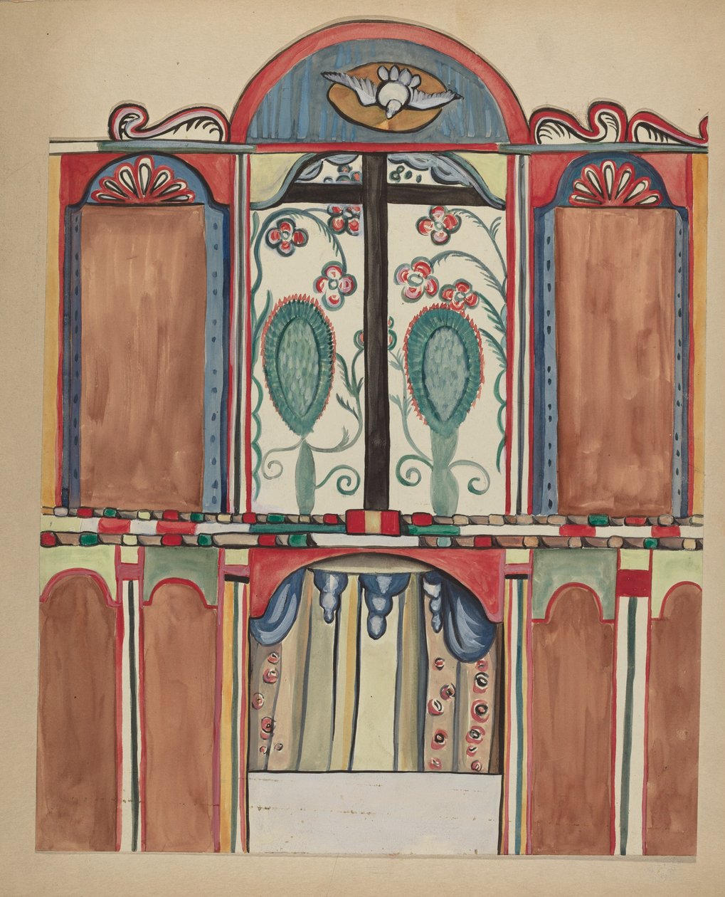 Hauptaltar in der Santa Cruz Kirche, Santa Fe County von E. Boyd