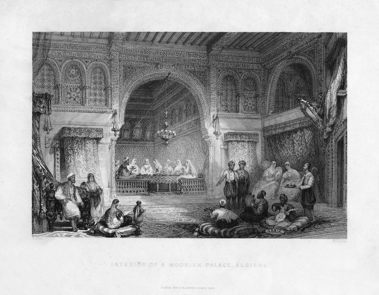 Innenraum eines maurischen Palastes, Algier, Algerien, 1839 von E. Challis