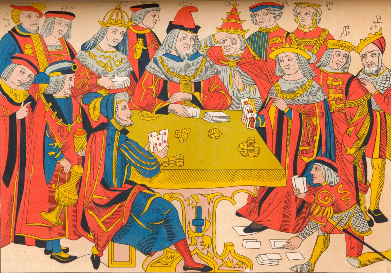 Könige und Adlige beim Kartenspiel, 15. Jahrhundert, 1849 von E. Hauger