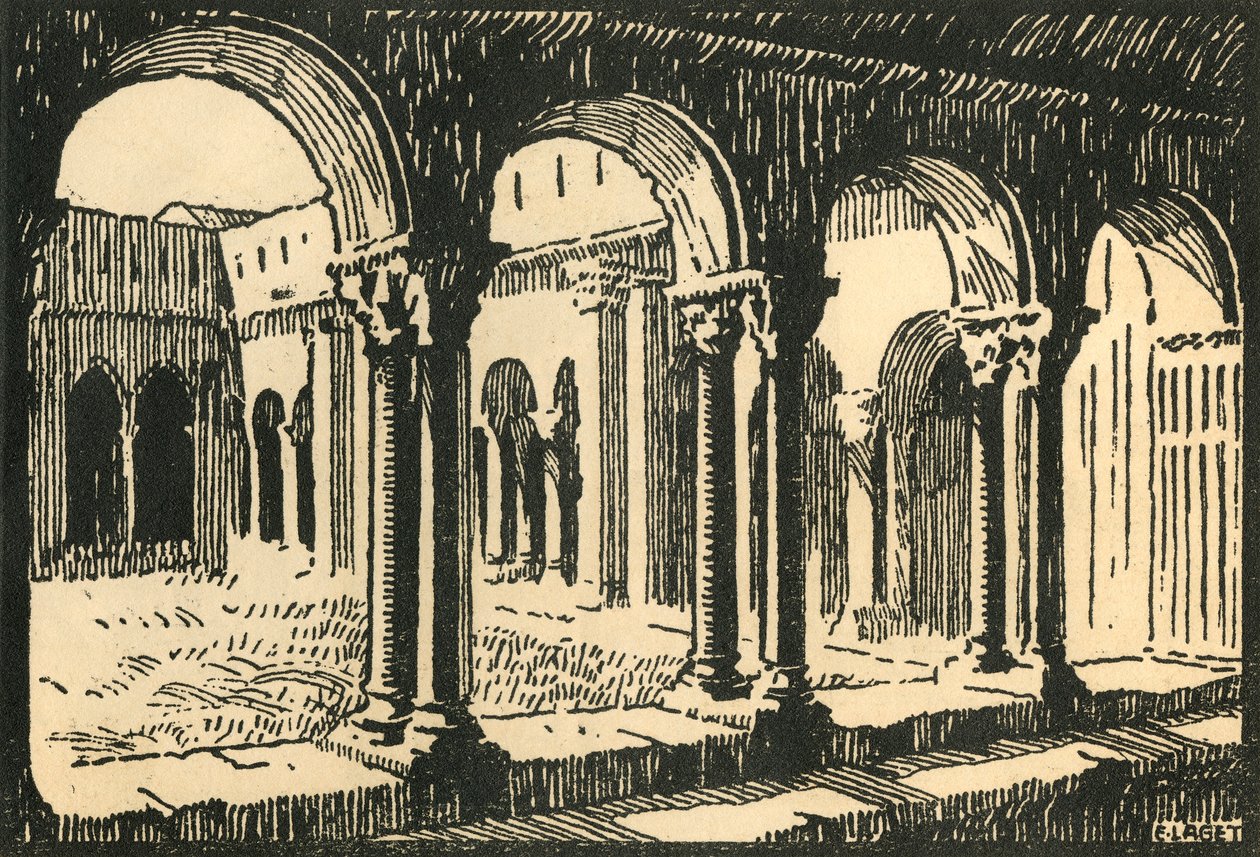 Die Kreuzgänge der Kirche von St-Trophime, um 1920 von E Laget