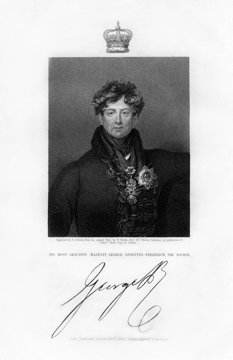 George IV., König des Vereinigten Königreichs und Hannover, 19. Jahrhundert von E. Scriven