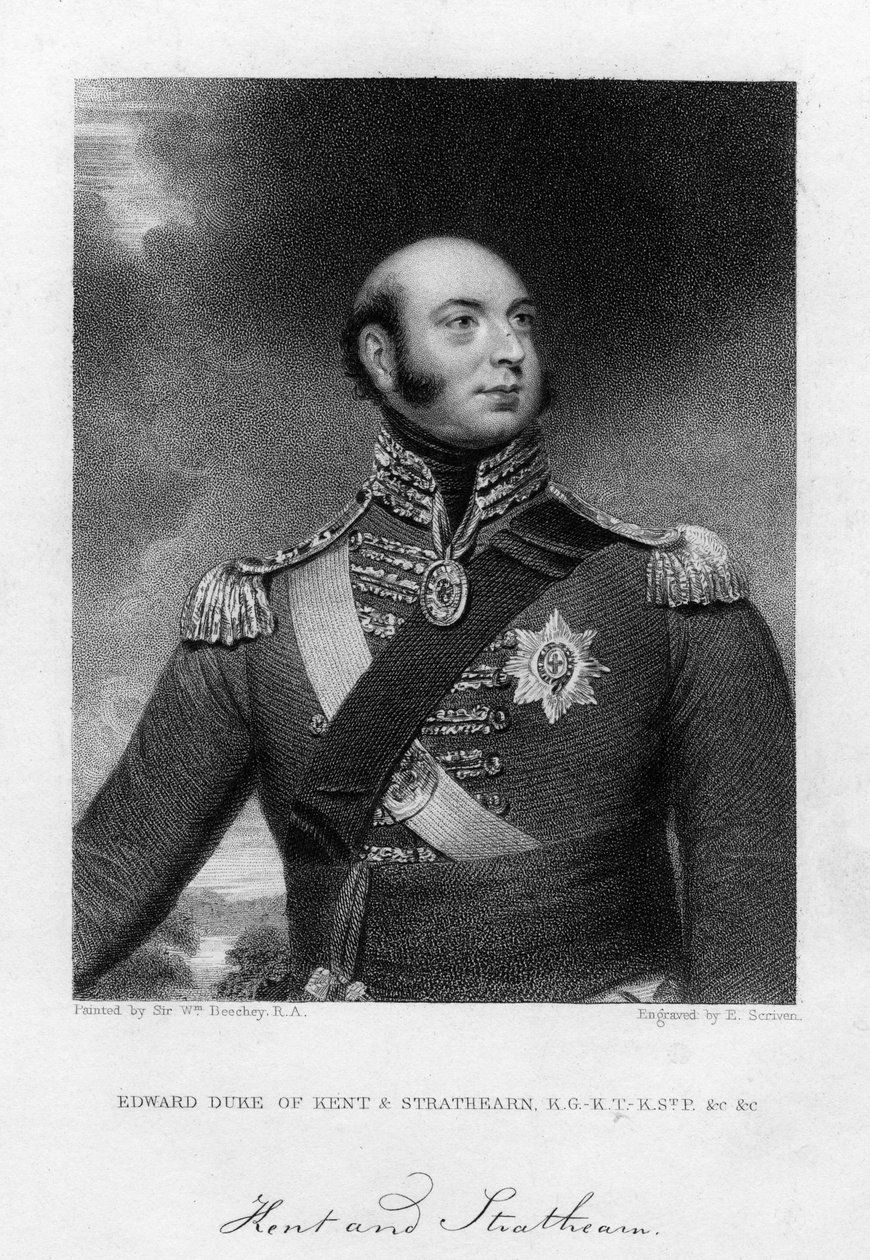 Prinz Edward Augustus 1767-1820, Herzog von Kent und Strathearn, 19. Jahrhundert von E. Scriven