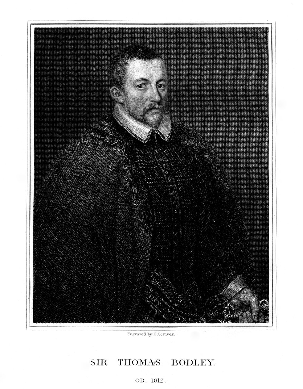 Sir Thomas Bodley, englischer Gründer der Bodleian Library, 1823 von E. Scriven