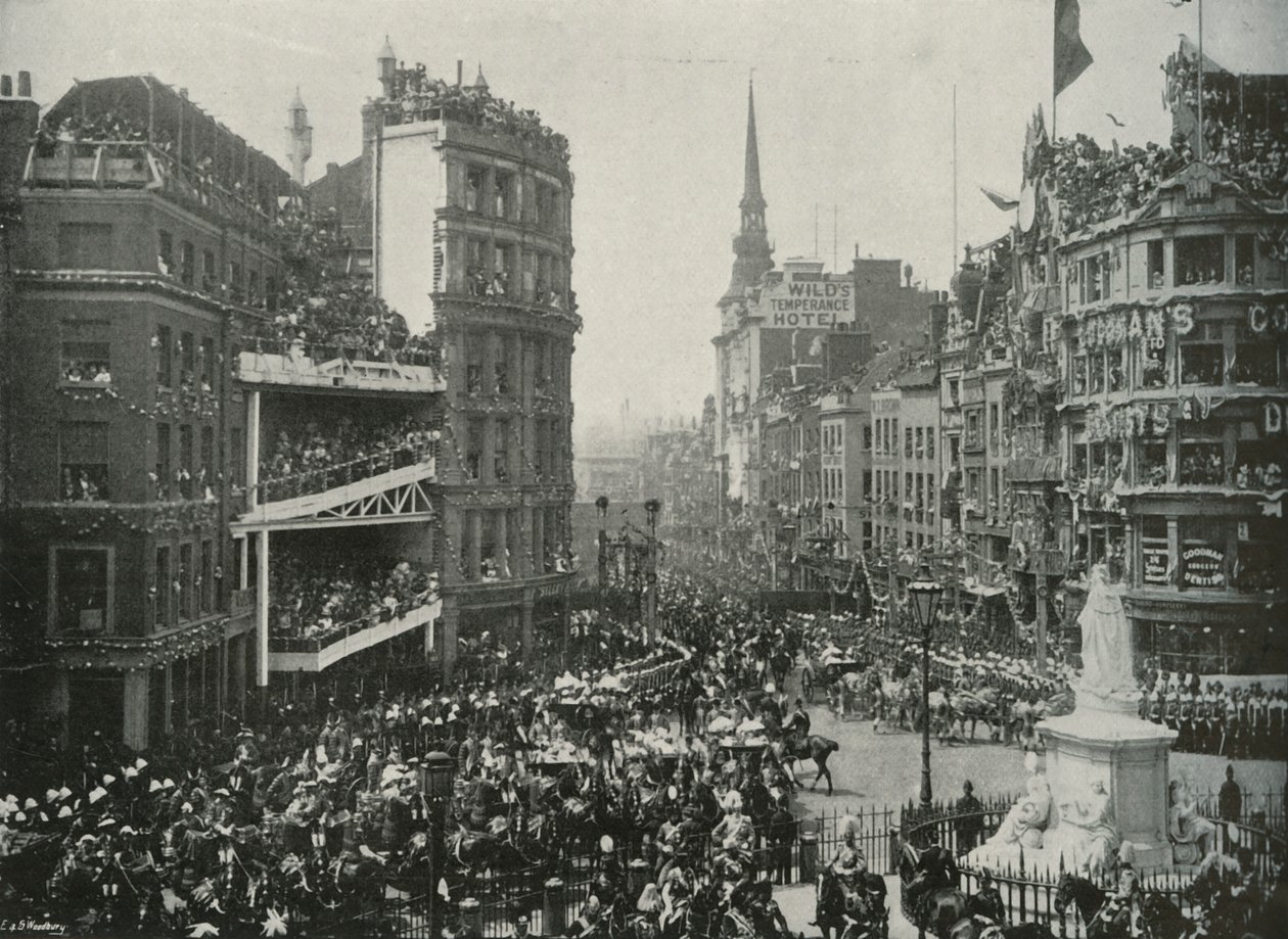 Die Ankunft Ihrer Majestät im St. Pauls Kirchhof, London, 1897 von E. and S. Woodbury