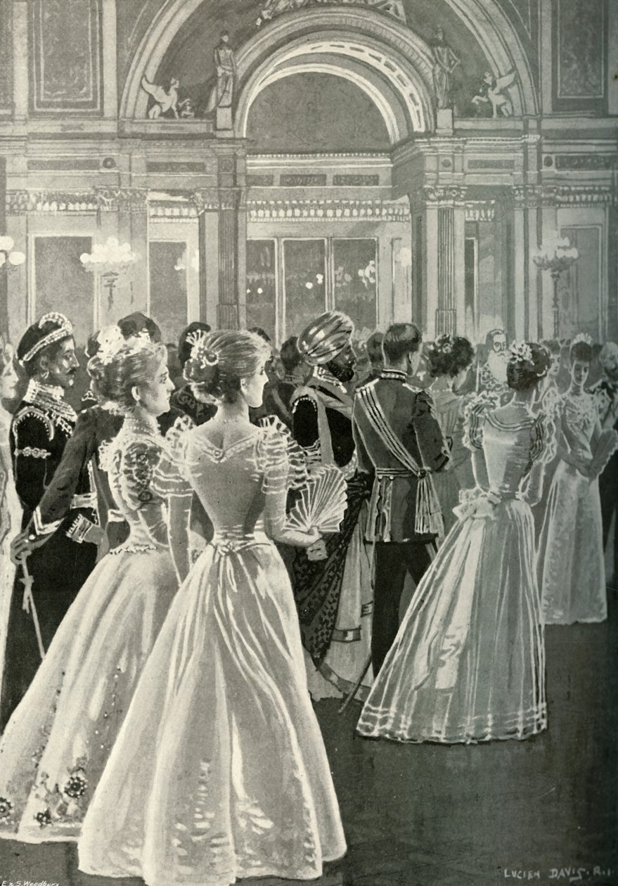 Der Staatsempfang im Buckingham Palace: Eingang des Prinzen und der Prinzessin von Wales, um 1897 von E. and S. Woodbury
