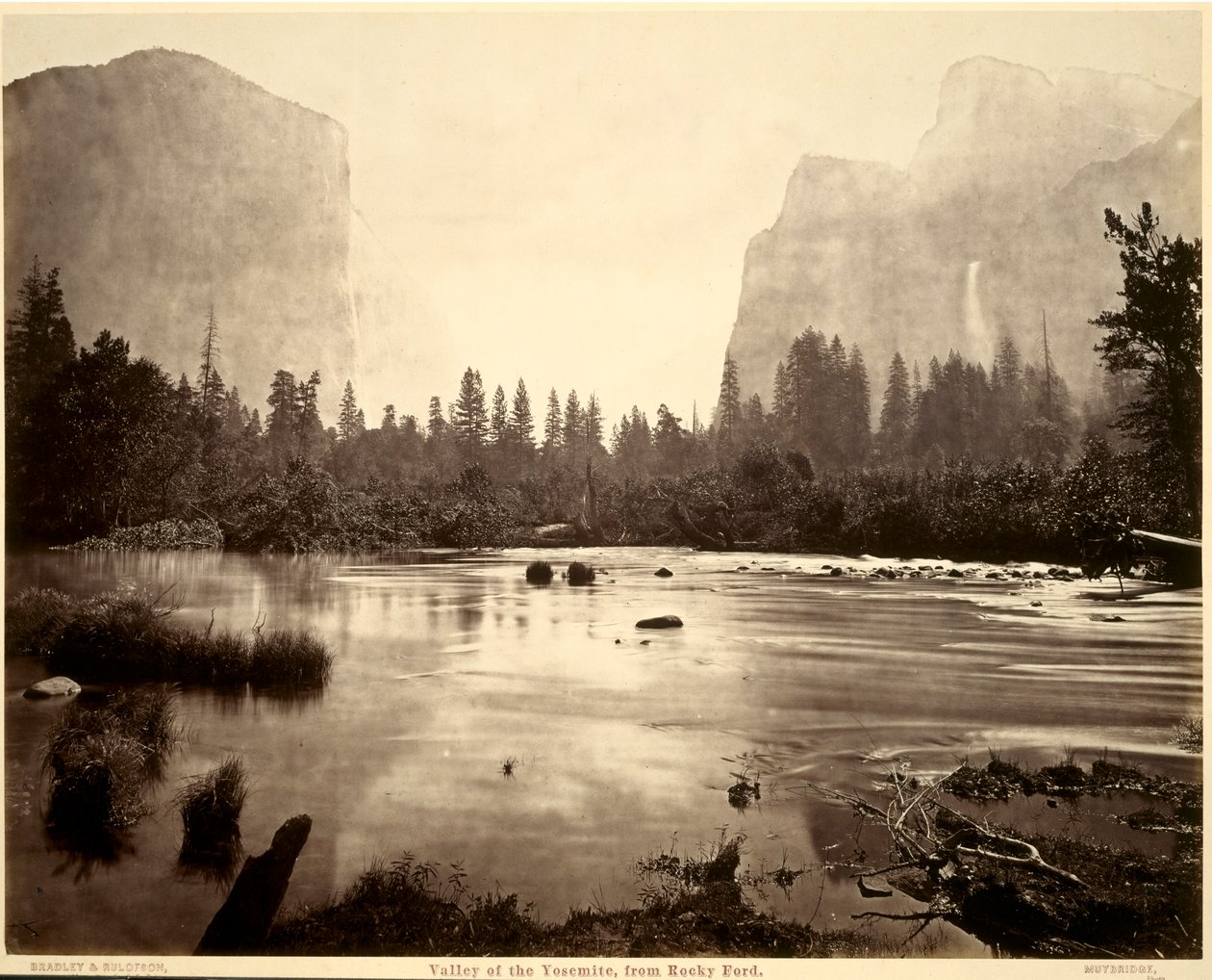 Tal des Yosemite, von Rocky Ford, 1872 von Eadweard Muybridge