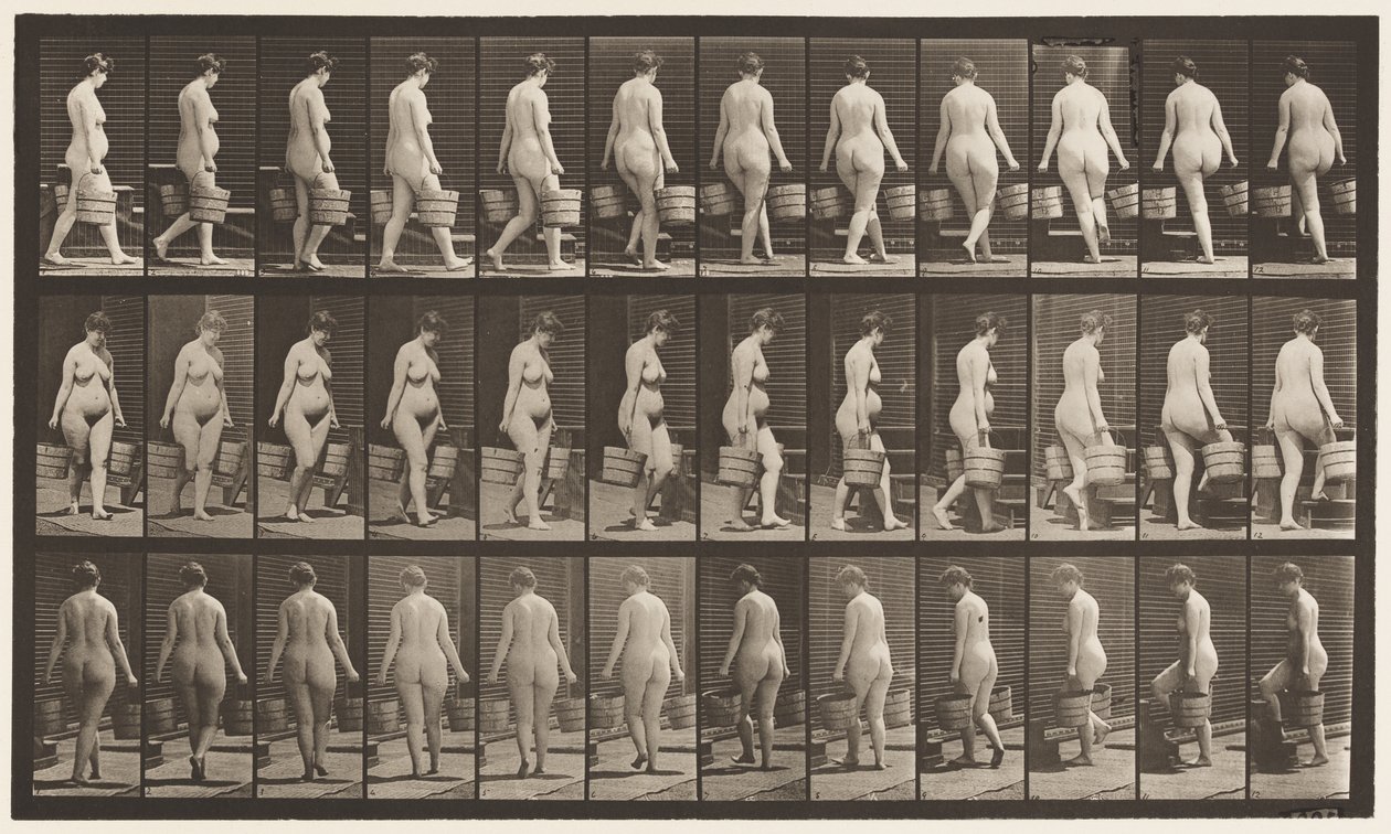 Tafel 106. Treppensteigen, Eimer Wasser in jeder Hand von Eadweard Muybridge
