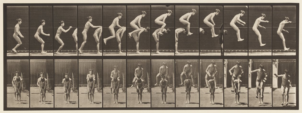 Tafel 168. Springen; Über den Rücken eines Jungen (Bockspringen) von Eadweard Muybridge