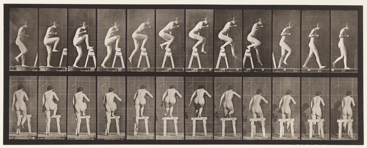 Tafel 178. Auf ein Gerüst steigen und darüber hinwegsteigen von Eadweard Muybridge