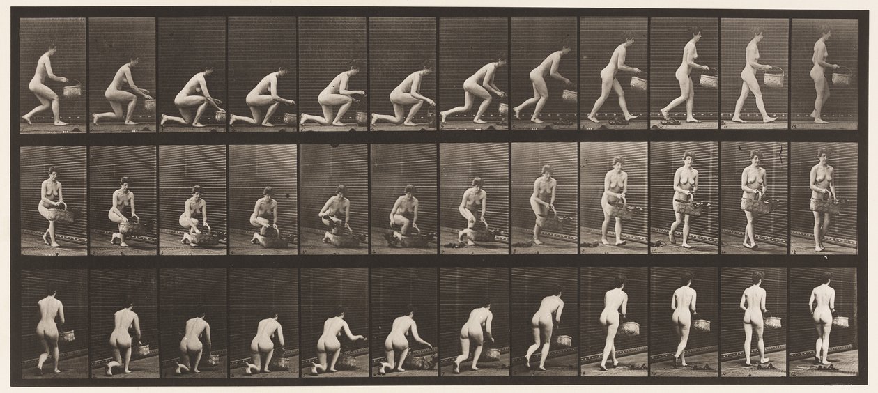 Tafel 251. Auf dem linken Knie knien, Korb in der linken Hand, und aufstehen von Eadweard Muybridge