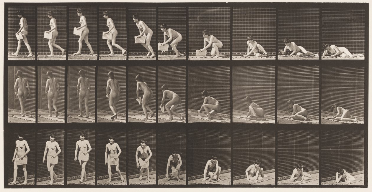 Tafel 269. Vom Boden aufstehen mit Zeitung in der linken Hand, 1872-1885 von Eadweard Muybridge