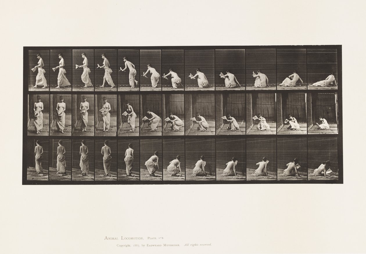 Tafel 271. Vom Boden aufstehen mit einem Papier in der linken Hand von Eadweard Muybridge