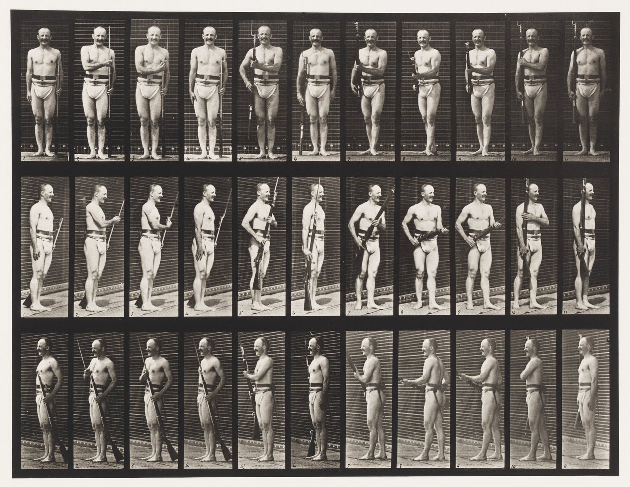 Tafel 351. Bajonette fixieren und lösen, 1872-1885 von Eadweard Muybridge