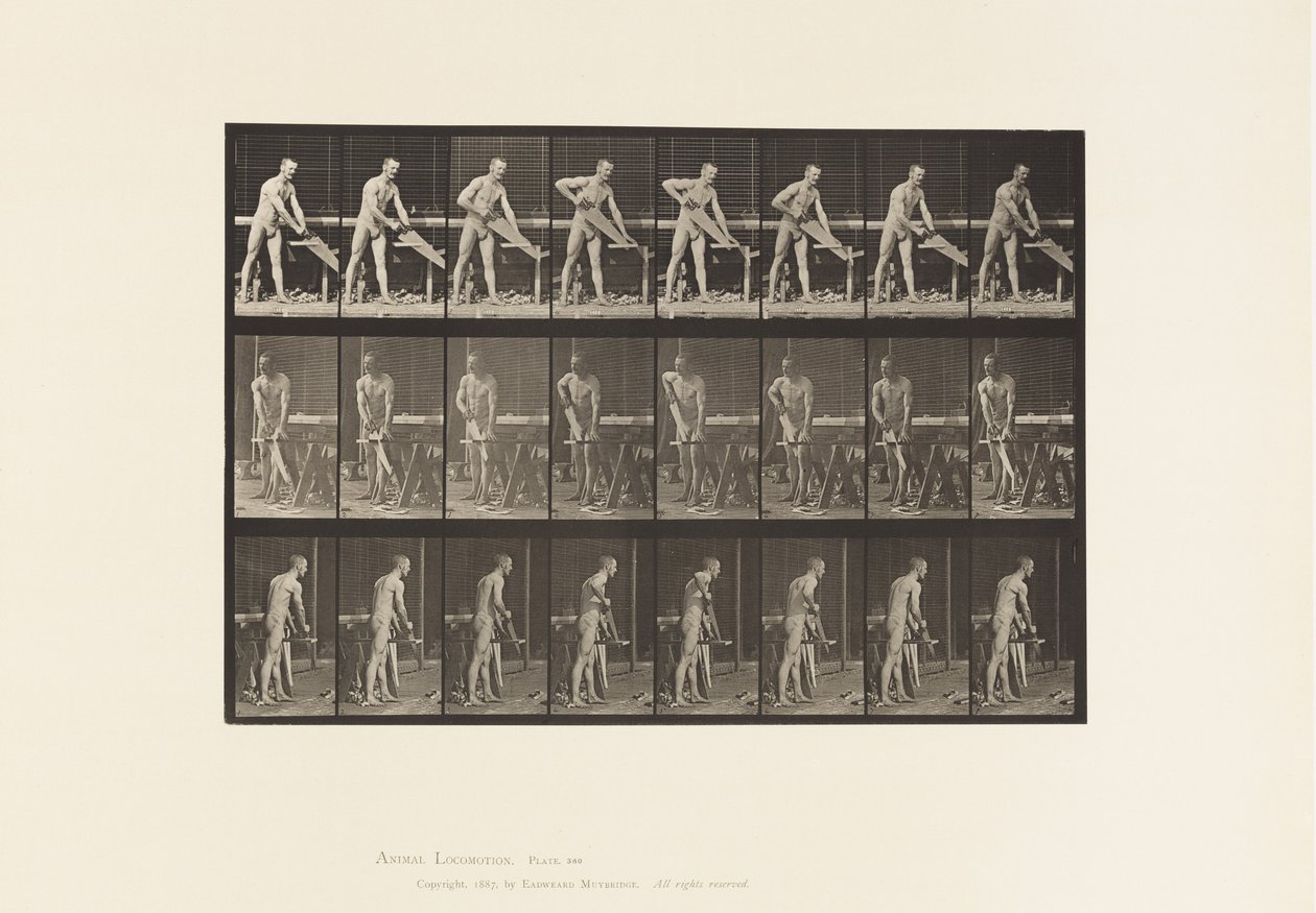 Tafel 380. Zimmermann, Sägen von Eadweard Muybridge
