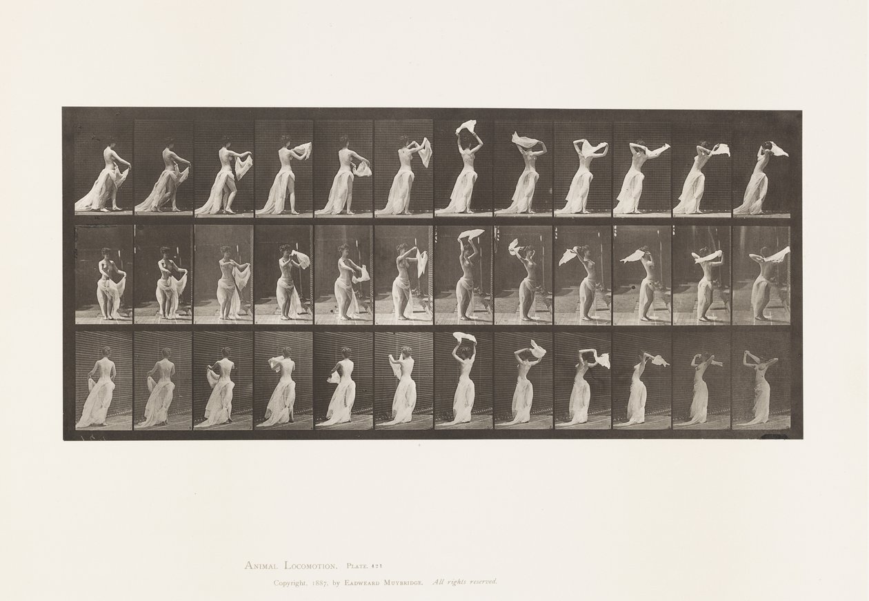 Tafel 421. Toilette; Ein Taschentuch um die Schultern werfen von Eadweard Muybridge