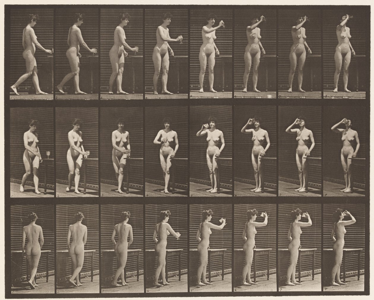 Aus einem Kelch trinken im Stehen von Eadweard Muybridge