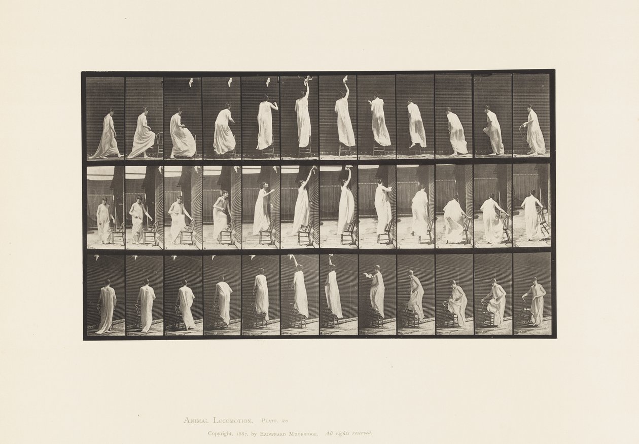 Auf Stuhl steigen, nach oben greifen und absteigen von Eadweard Muybridge