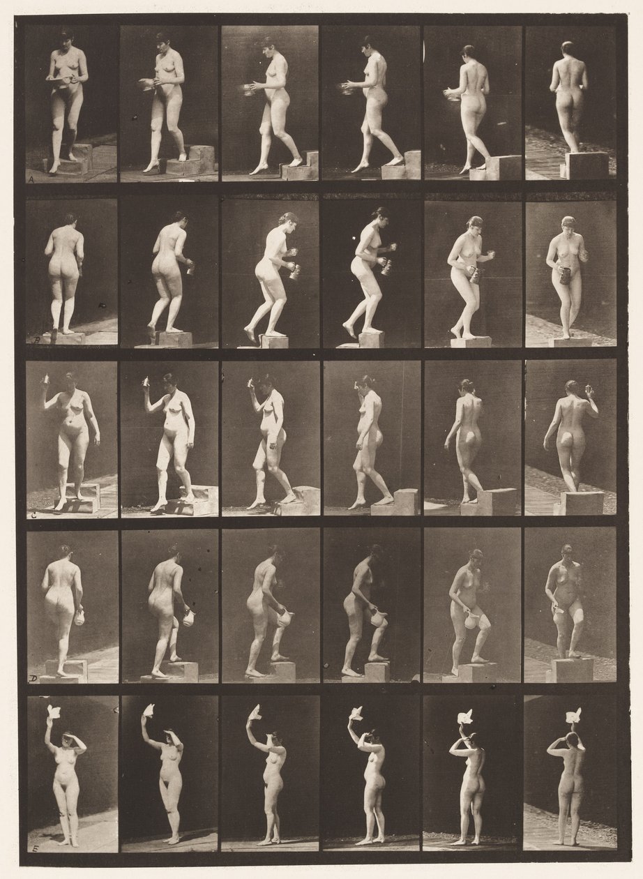Tafel 525. A, Stufe hinabsteigen; B, Stufe hinaufsteigen, 1872-1885 von Eadweard Muybridge