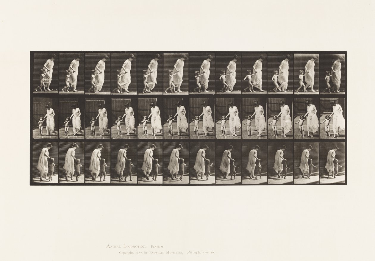 Tafel 72. Laufen, Kind an der Hand führend von Eadweard Muybridge