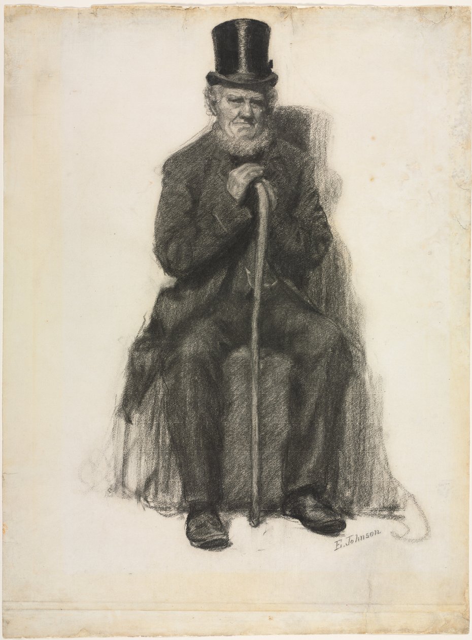 Studie eines alten Mannes (möglicherweise eine Studie für das Porträt von Peter Folger), ca. 1886 von Eastman Johnson