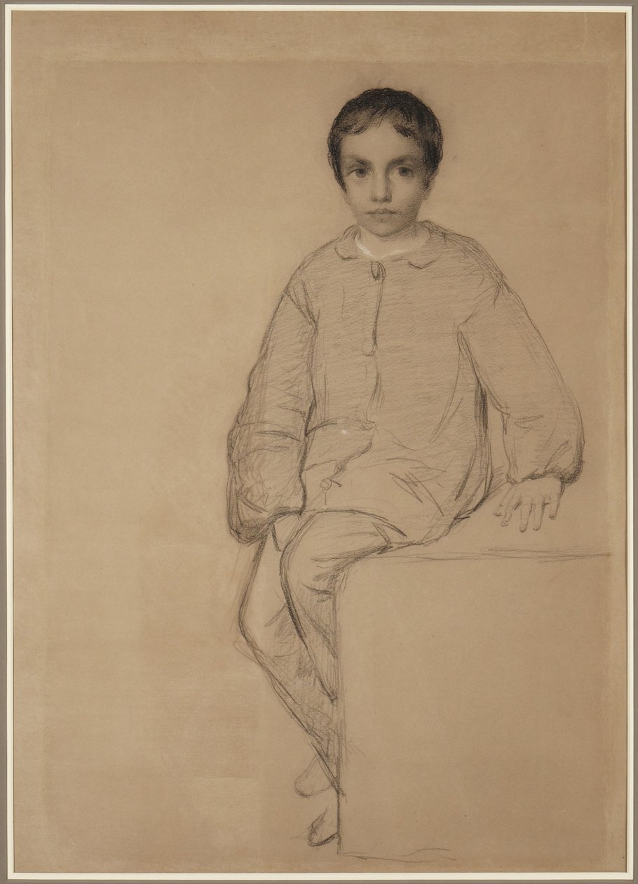 Junger Junge sitzend von Eastman Johnson