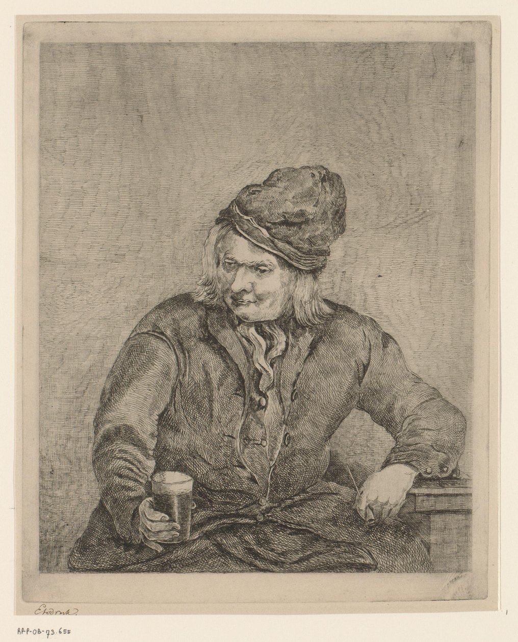 Alter Mann mit Glas und Pfeife in der Hand von Eberhard Cornelis Rahms