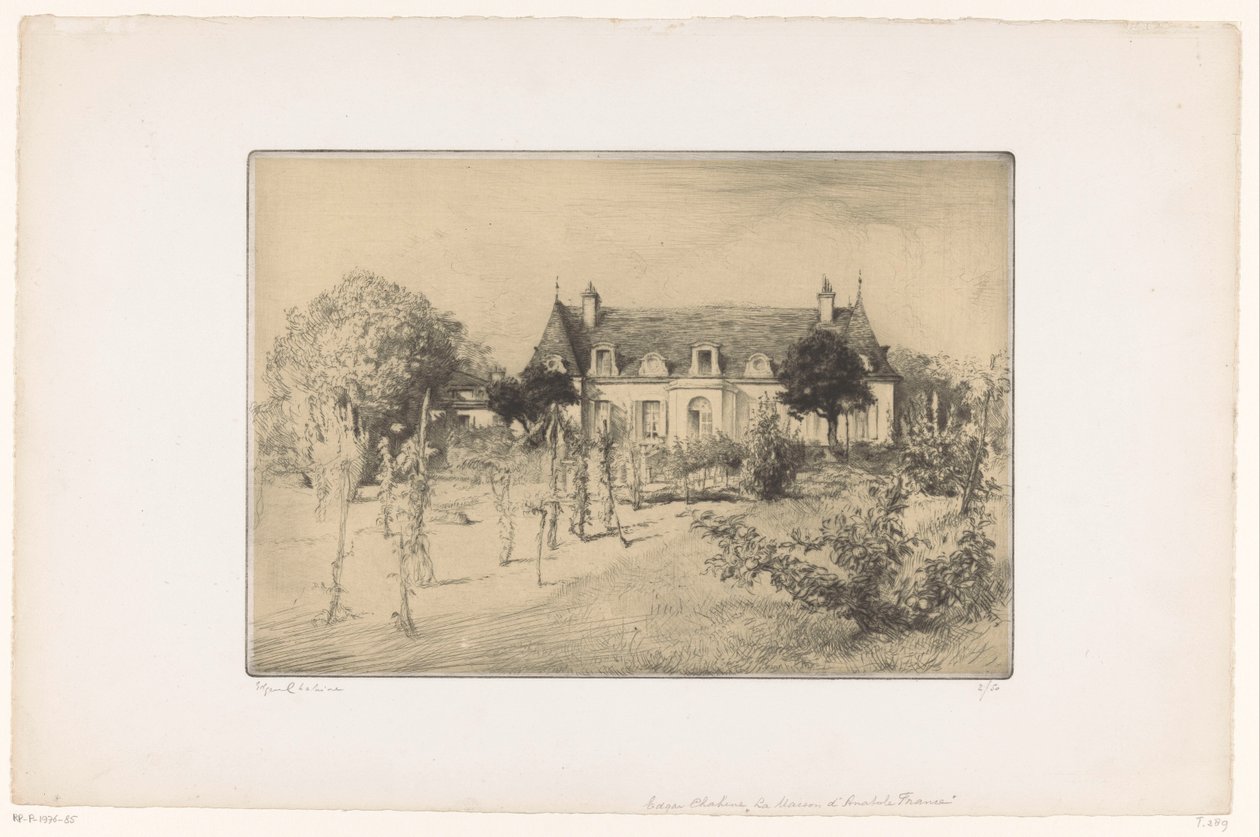 Blick auf einen Garten bei einem Haus von Edgar Chahine (signed by artist)