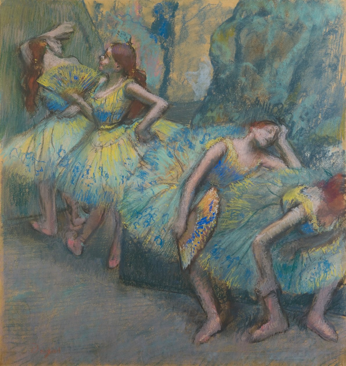 Balletttänzerinnen in den Kulissen von Edgar Degas