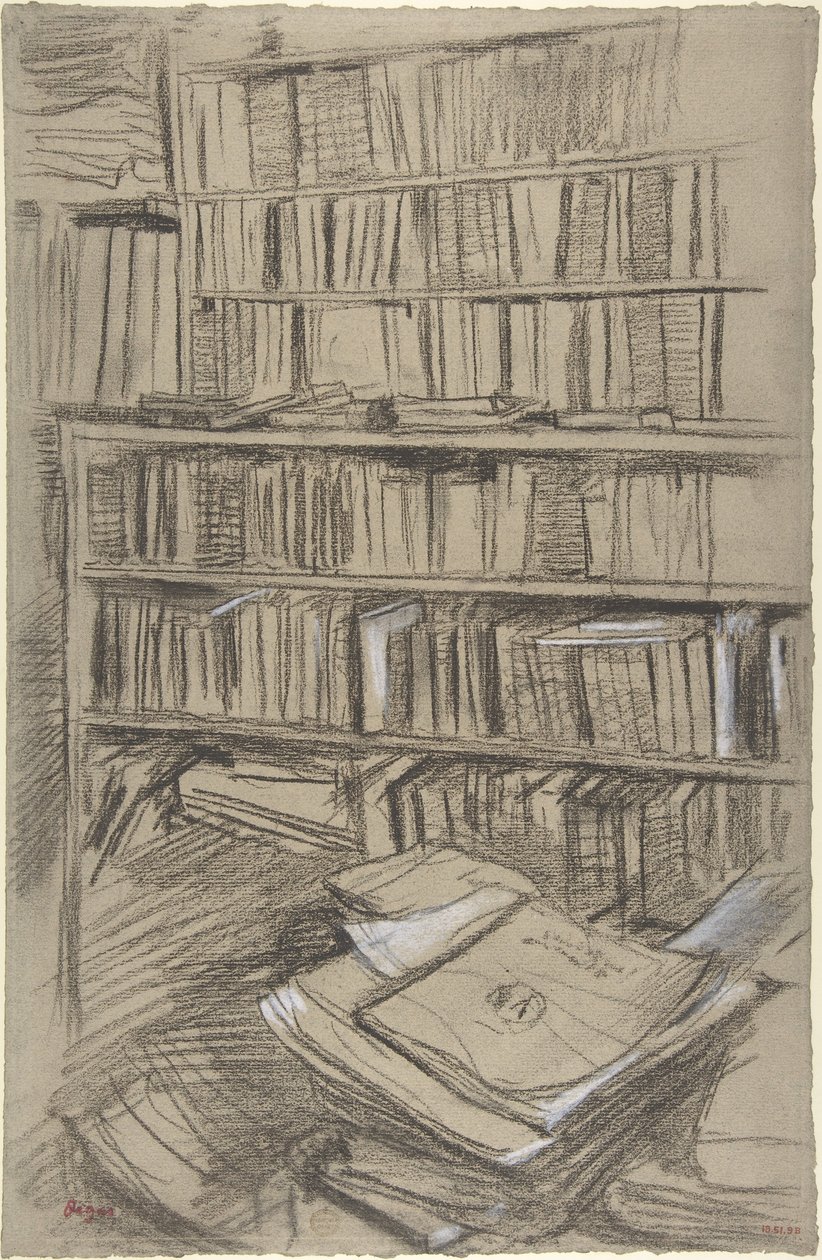 Bücherregale, Studie für "Edmond Duranty" von Edgar Degas