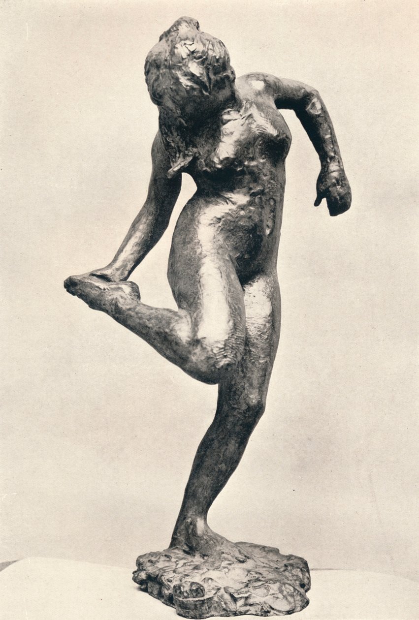 Tänzerin, die auf die Sohle ihres rechten Fußes schaut, ca. 1900 von Edgar Degas