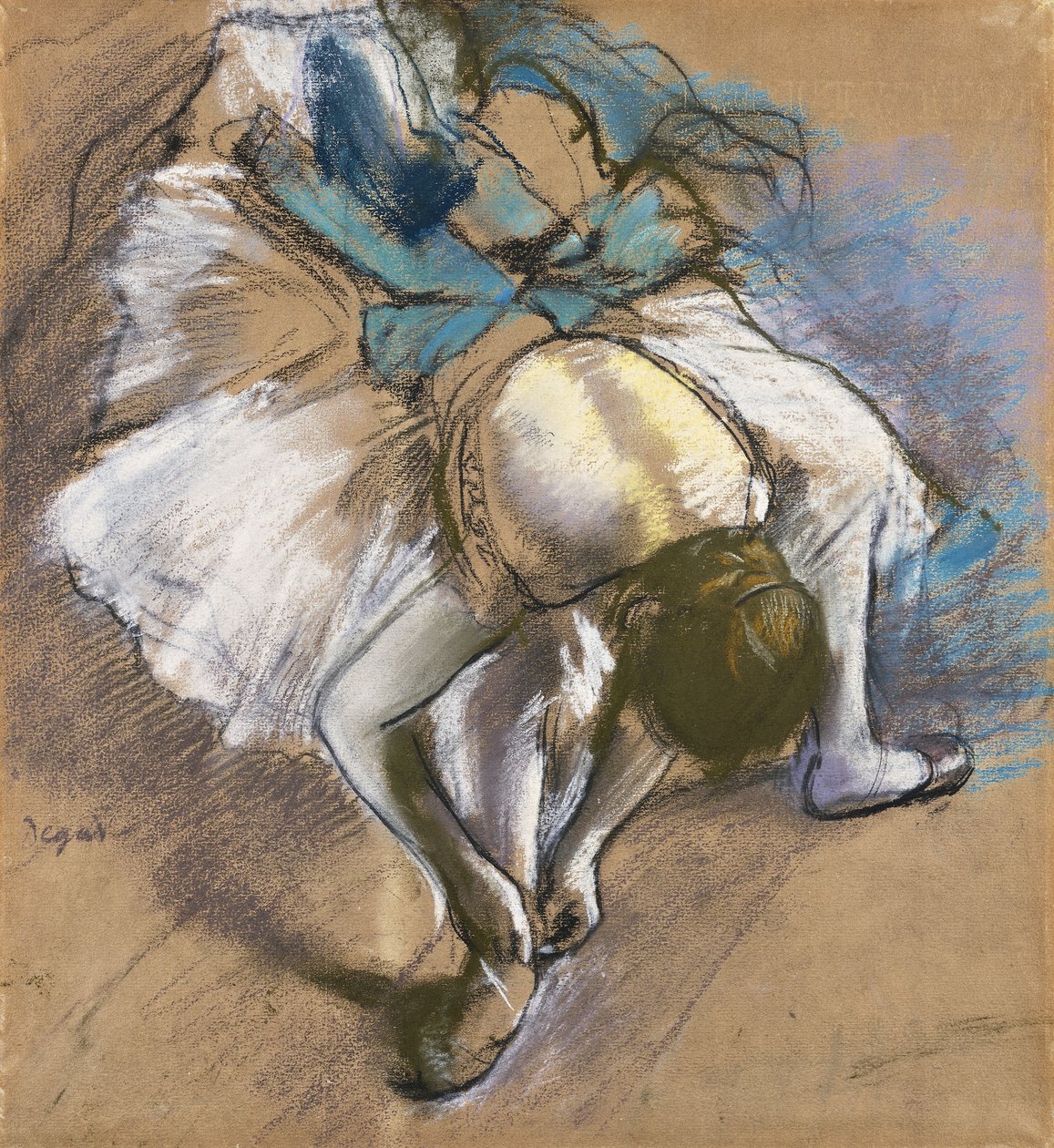 Tänzerin zieht ihre Schuhe an, ca. 1880-1885 von Edgar Degas