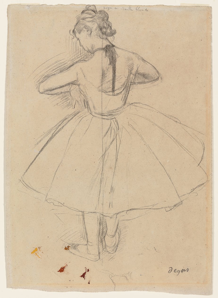 Tänzerin stehend, Rückansicht; Danseuse debout, vue de dos, 1872-1873 von Edgar Degas