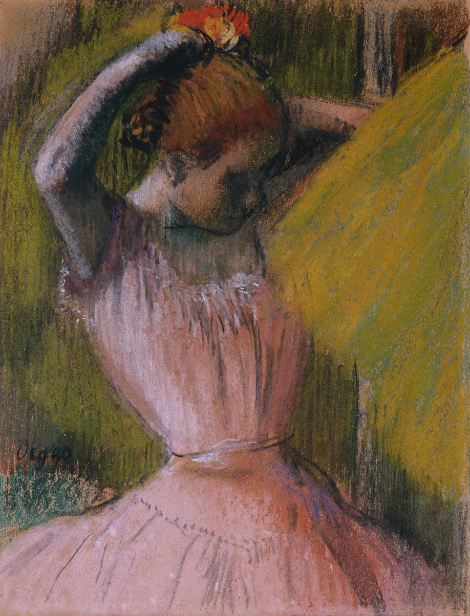 Tänzerin, die ihr Haar richtet, ca. 1900-1912 von Edgar Degas