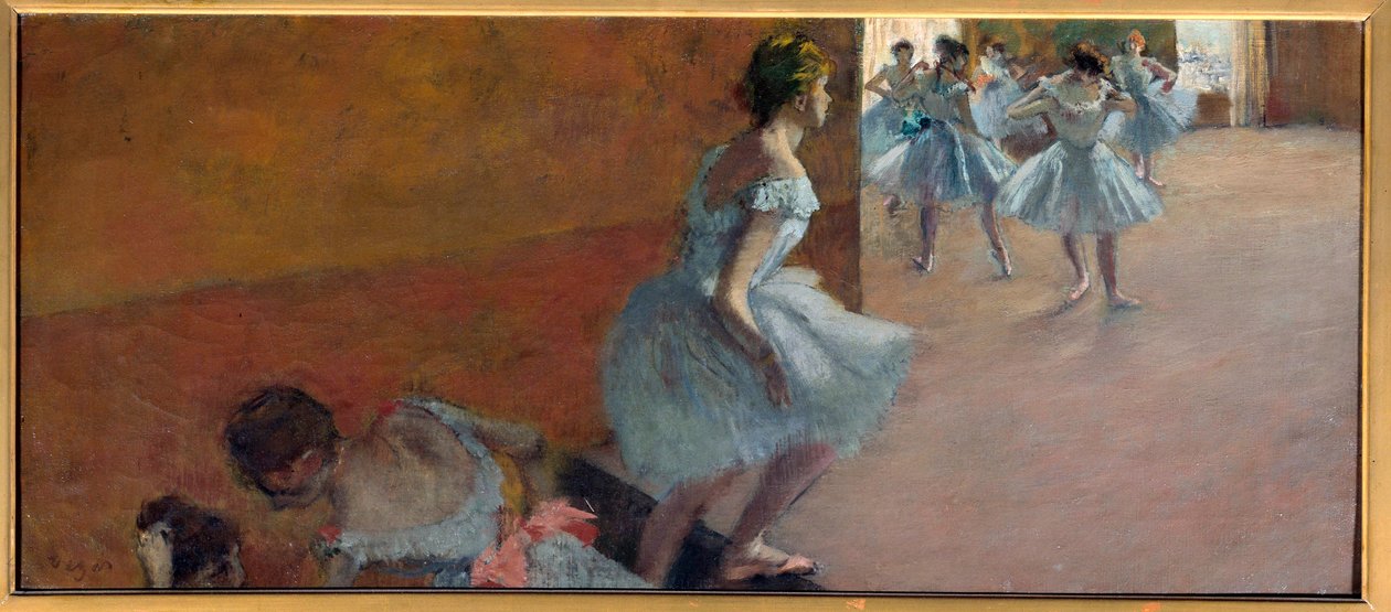Tänzerinnen steigen die Treppe hinauf von Edgar Degas