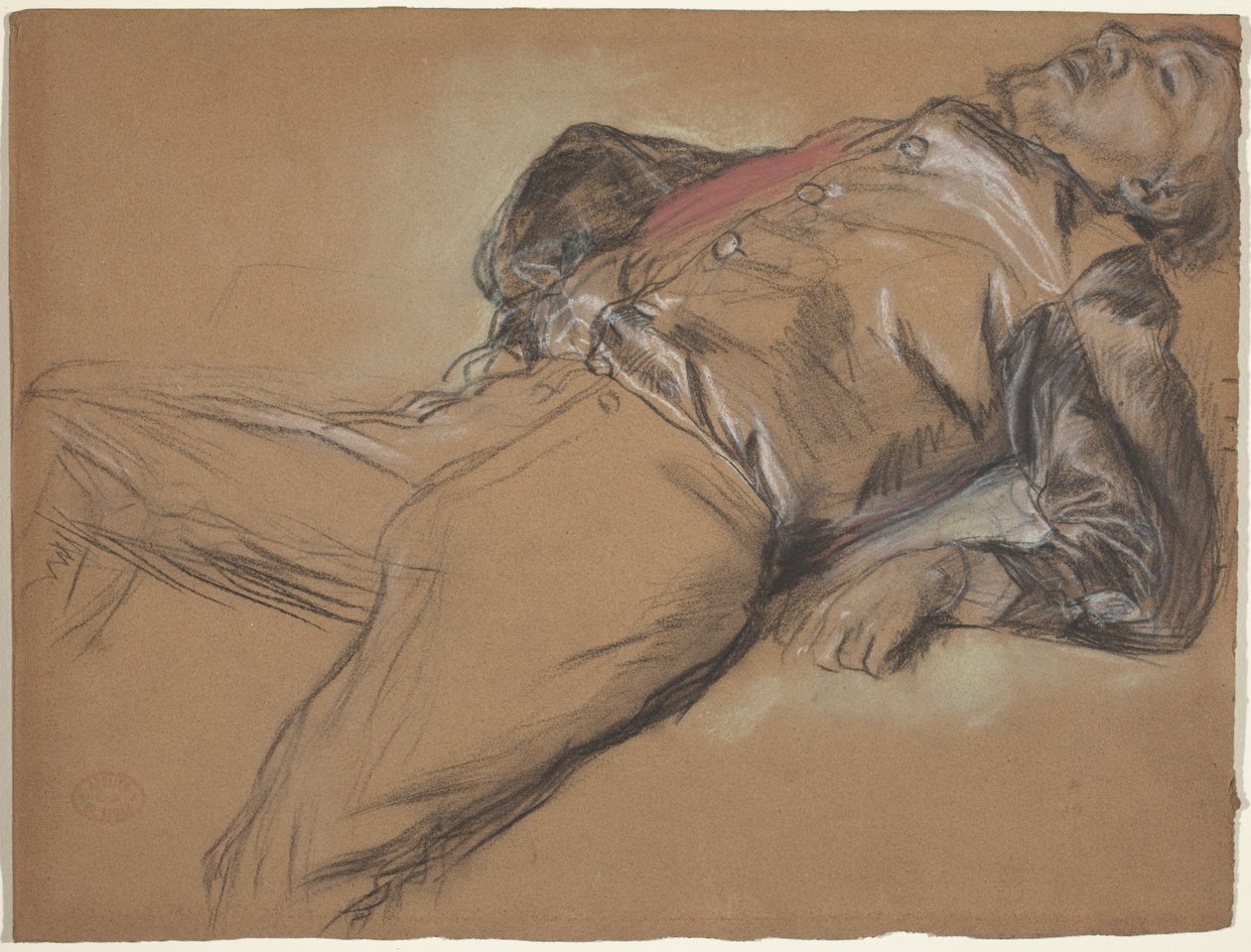 Gefallener Jockey, Studie für Szene aus dem Steeplechase: Der gefallene Jockey, ca. 1866 von Edgar Degas
