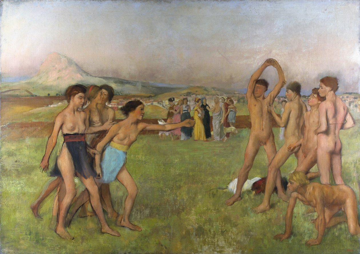 Kleine spartanische Mädchen provozieren Jungen. Um 1860-1862 von Edgar Degas