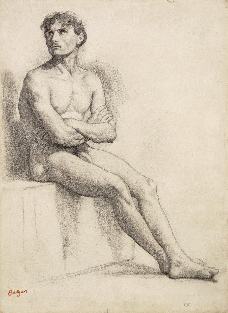 Sitzender Mann, Aktstudie, 1858 von Edgar Degas