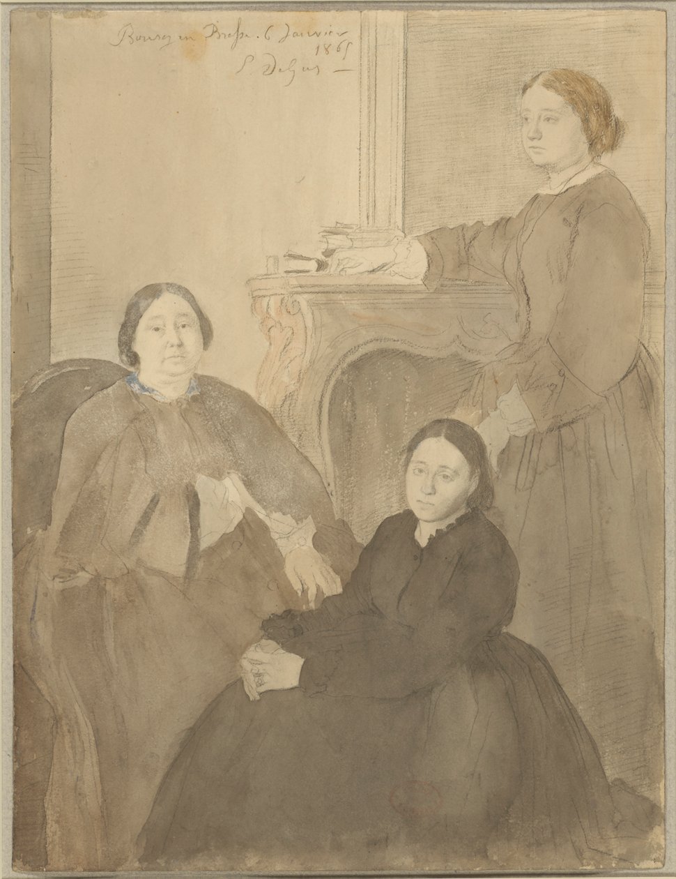 Frau Michel Musson und ihre Töchter, Estelle und Désirée von Edgar Degas