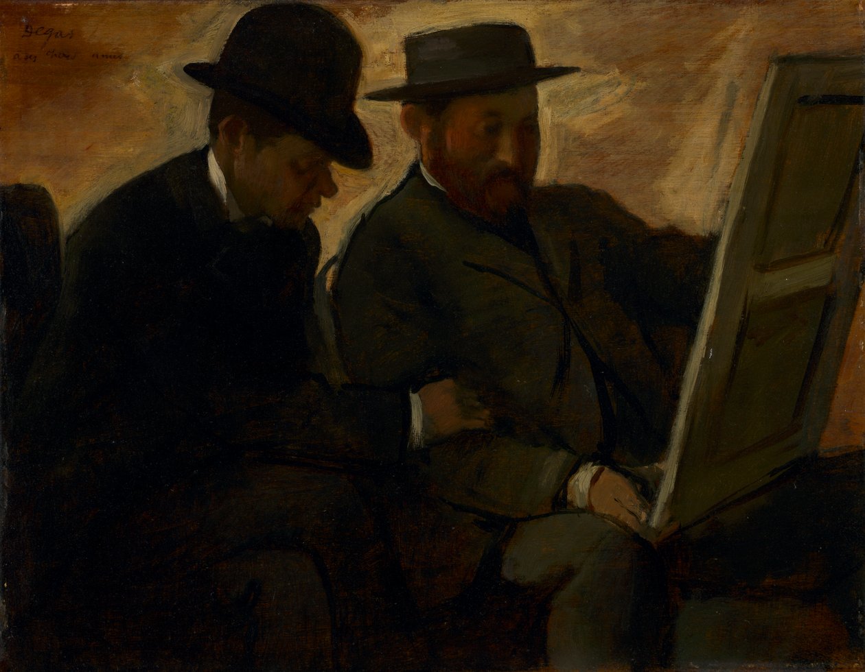 Paul Lafond und Alphonse Cherfils betrachten ein Gemälde von Edgar Degas