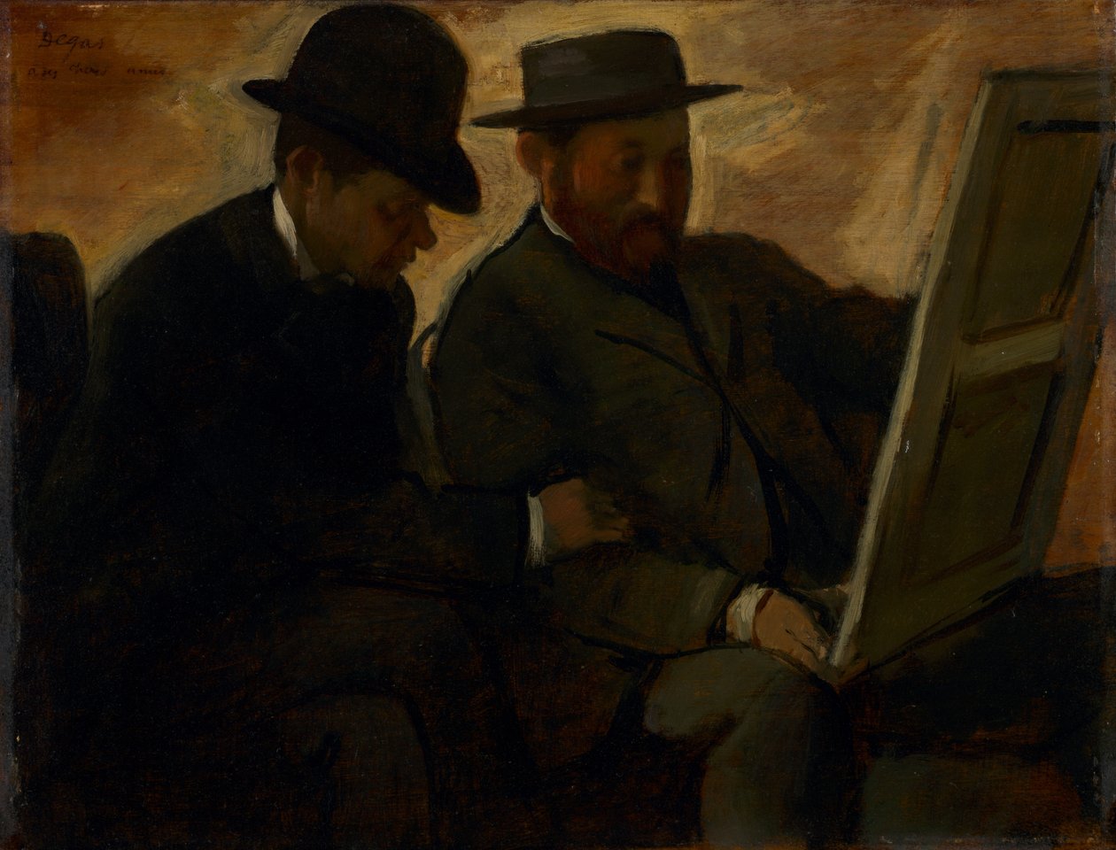 Paul Lafond und Alphonse Cherfils betrachten ein Gemälde, ca. 1878-1880 von Edgar Degas