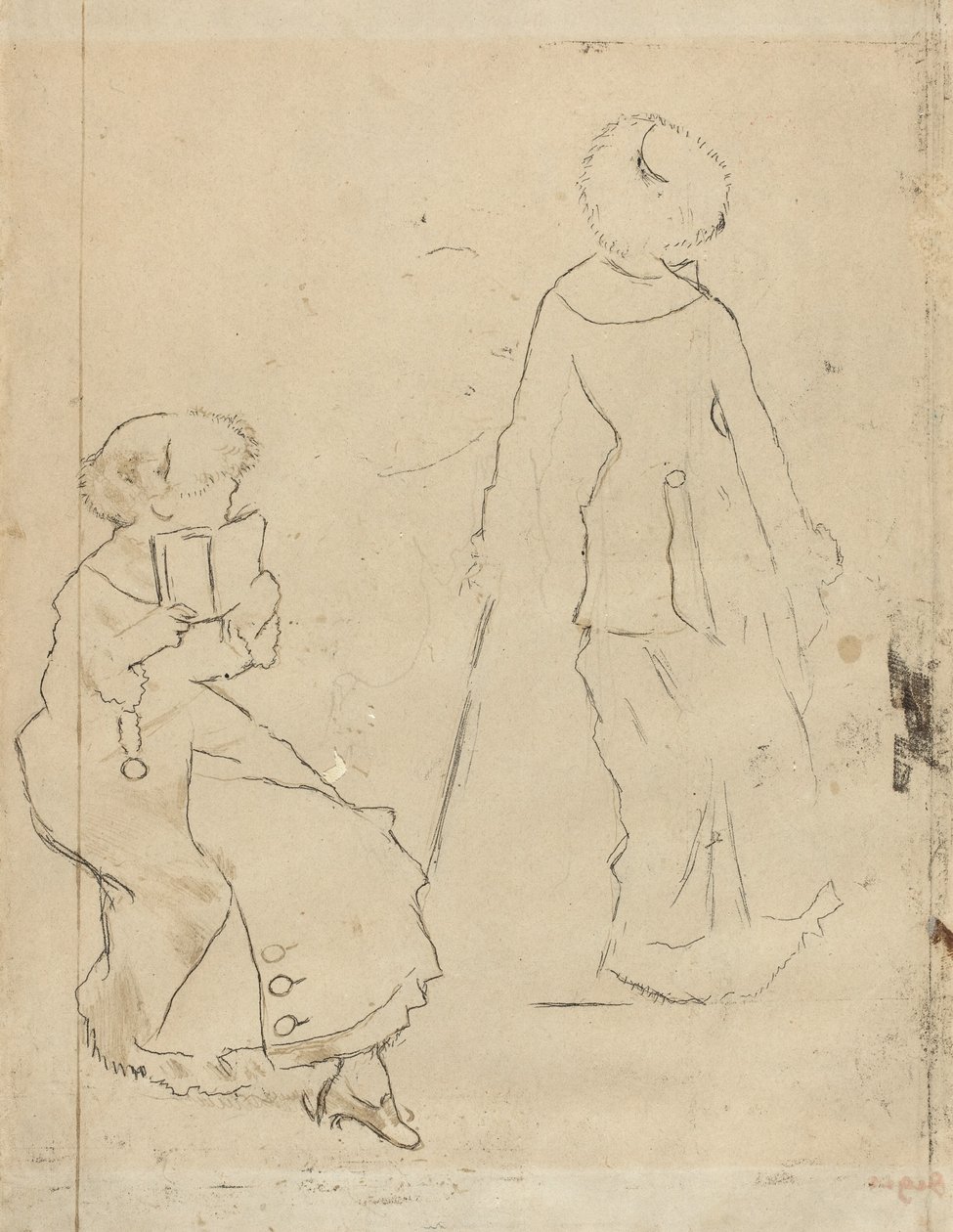 Studie für Mary Cassatt im Louvre [verso], um 1879 von Edgar Degas