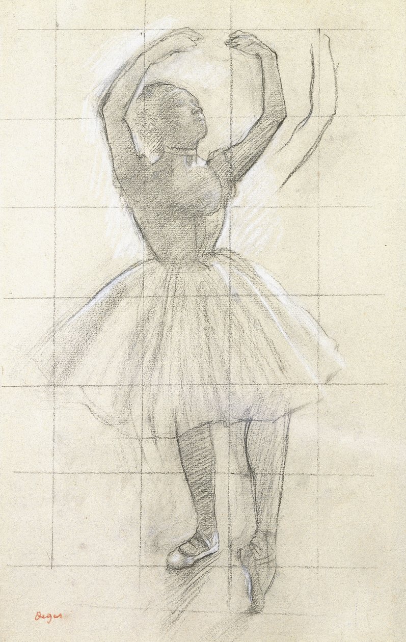 Studie für eine Tänzerin, die posiert, nach einem Foto, um 1874 von Edgar Degas
