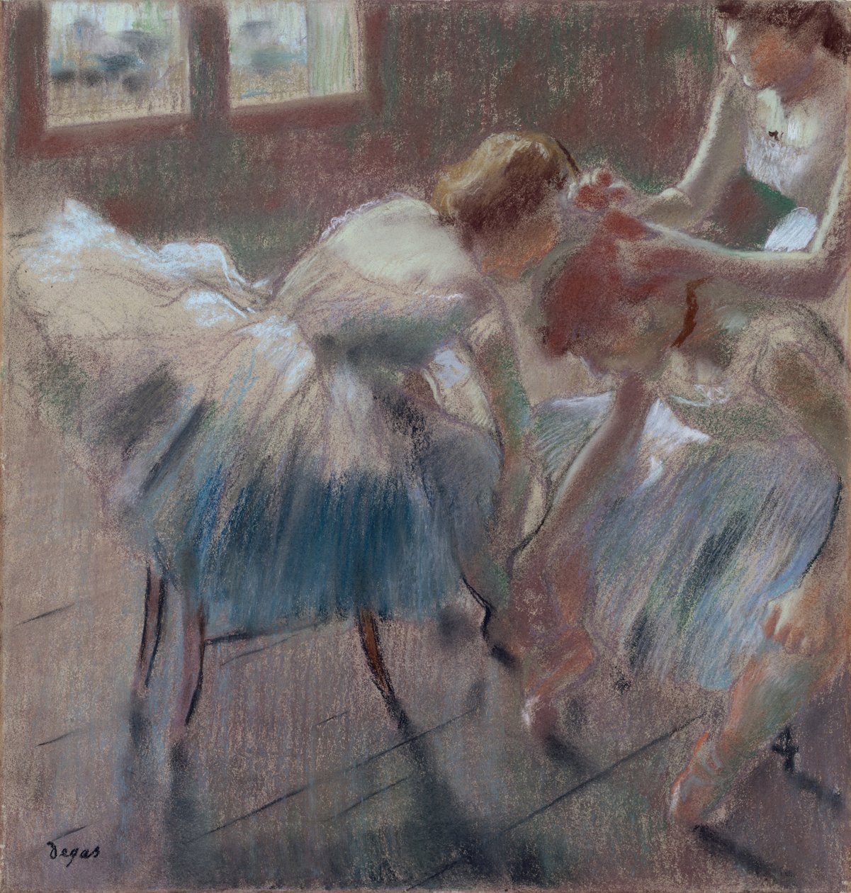 Drei Tänzer bereiten sich auf den Unterricht vor, ca. 1880 von Edgar Degas