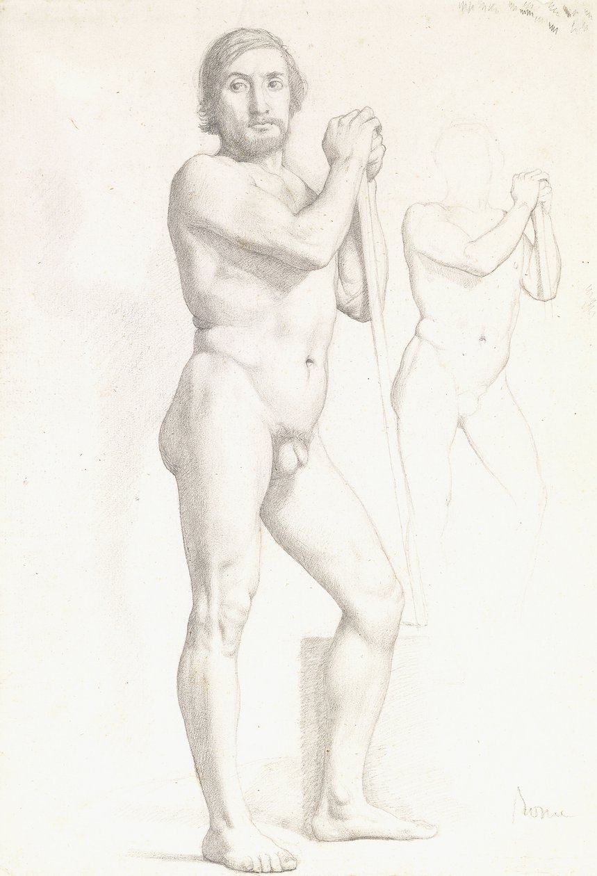 Zwei akademische Studien eines Mannes von Edgar Degas