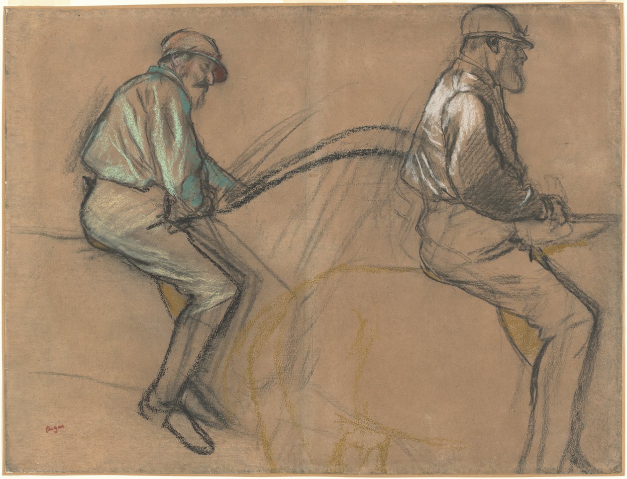 Zwei Studien eines Jockeys, ca. 1884 von Edgar Degas
