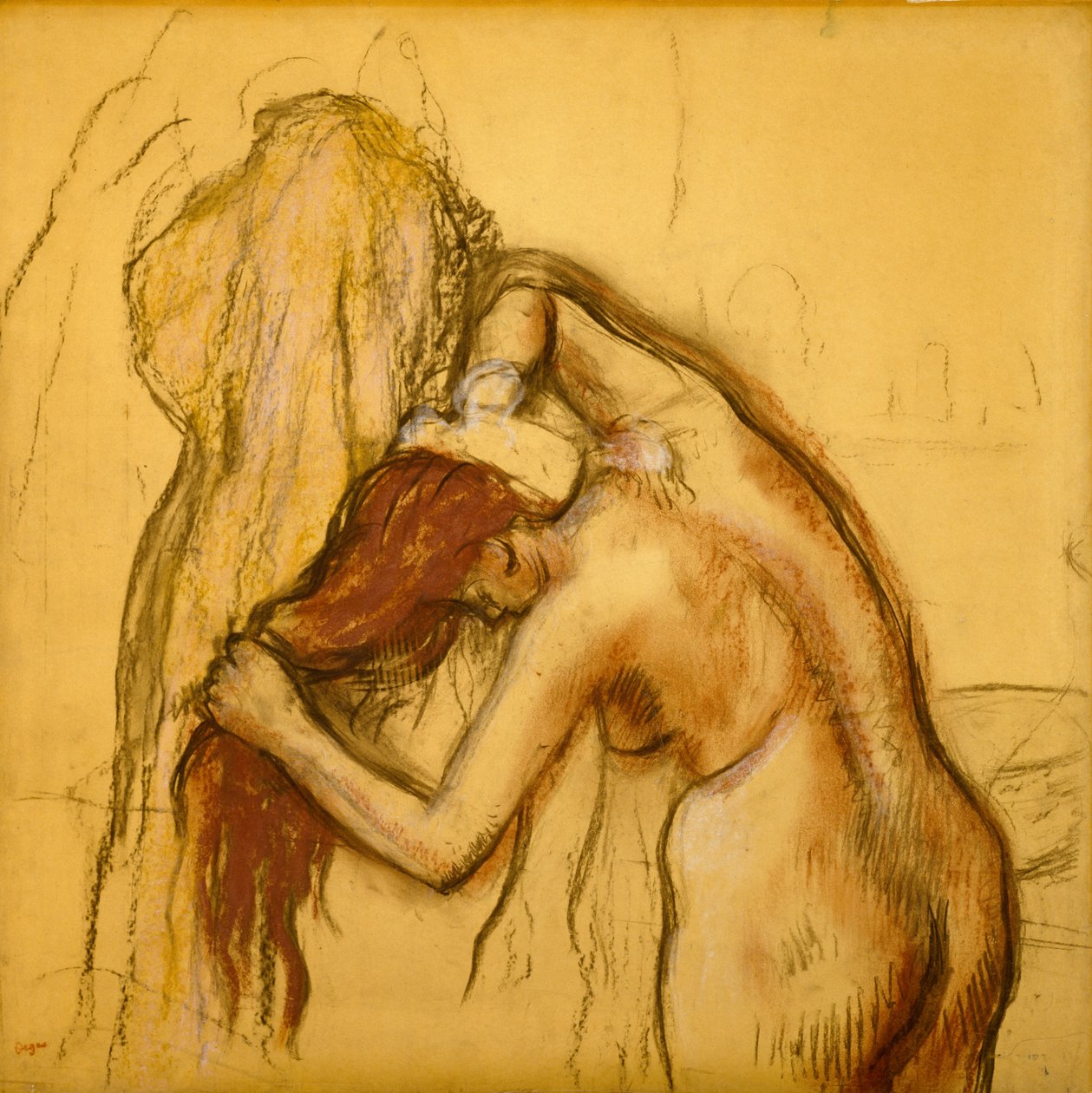 Frau trocknet sich, ca. 1905 von Edgar Degas